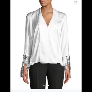 Sachin + Babi silk and sequin cuff Valens top size M